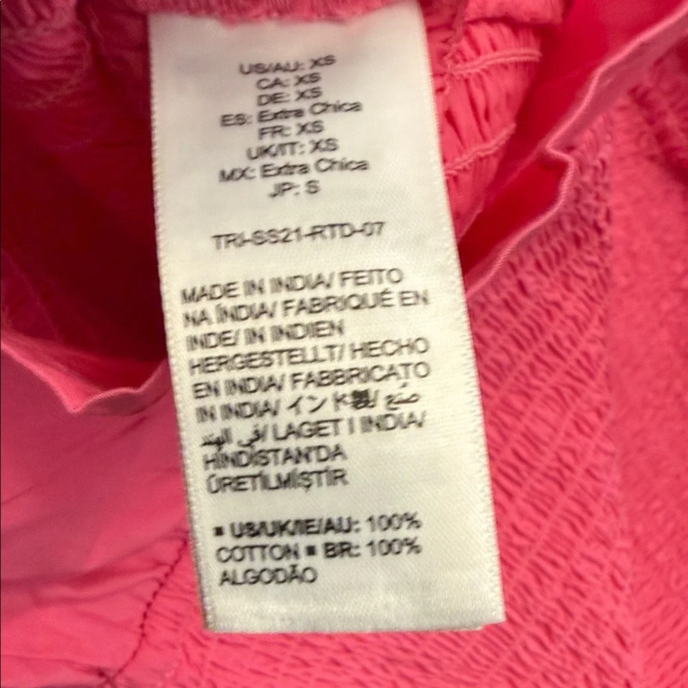 The Drop Smocked Square-Neck Ruffle Puff-Sleeve Blouse in Hot Pink - Picture 8 of 9